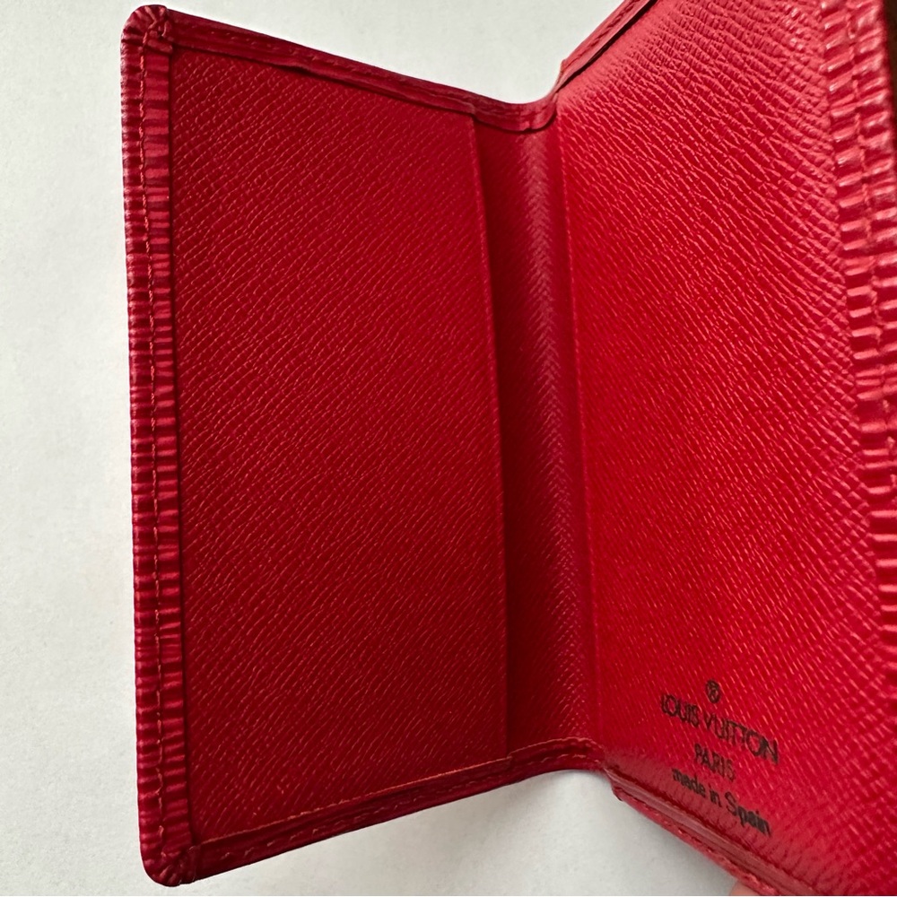 Louis Vuitton Epi Card Holder Red Leather Unisex Bifold Wallet Authentic - Picture 3 of 6
